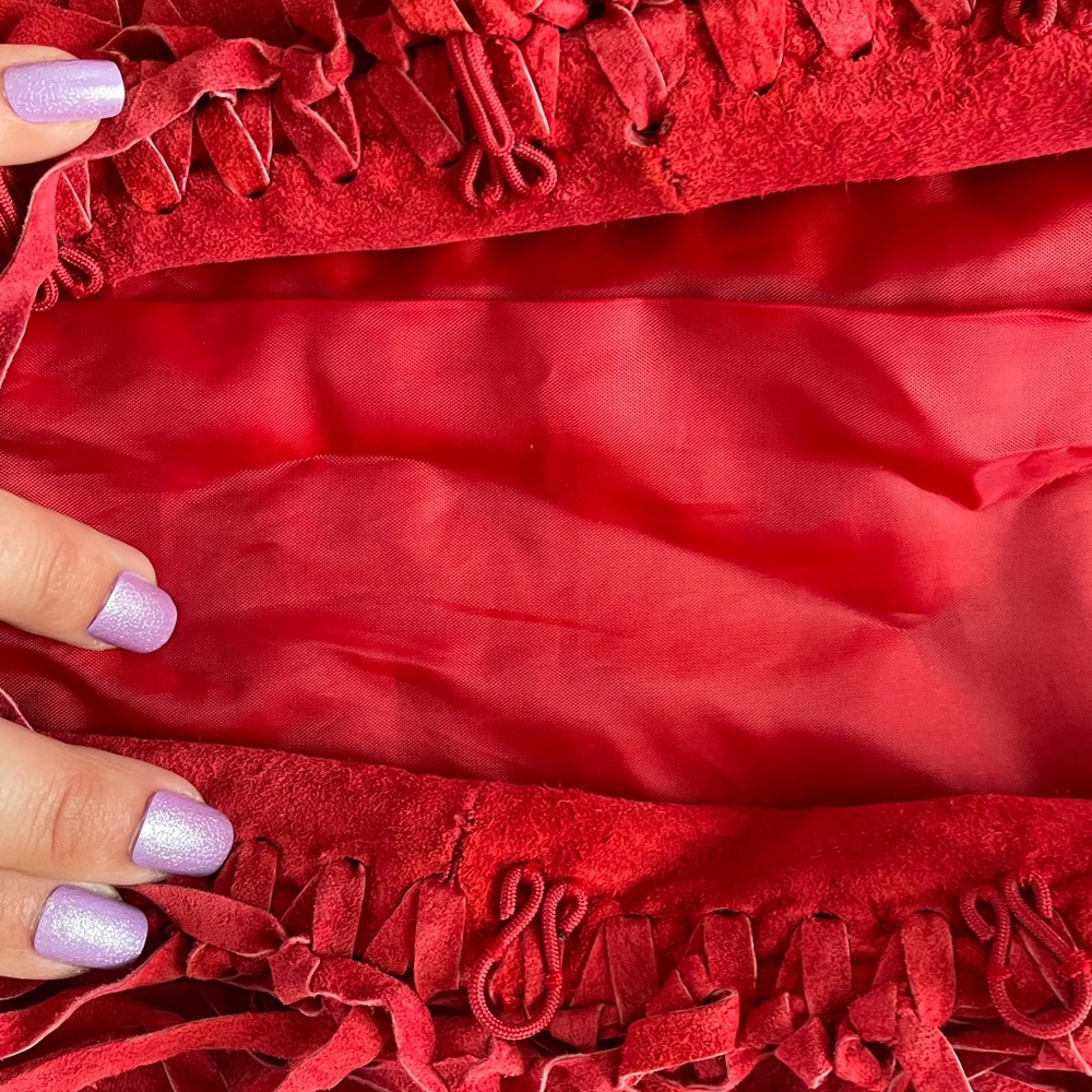 Fringe Red Leather Jacket - Picture 4 of 6